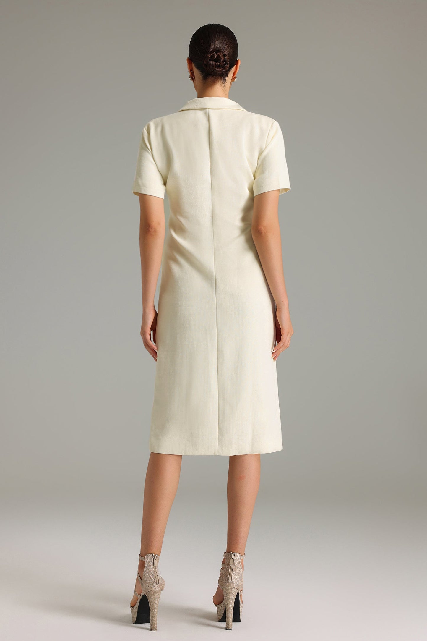 Tersa Button-Front Pockets Midi Dress