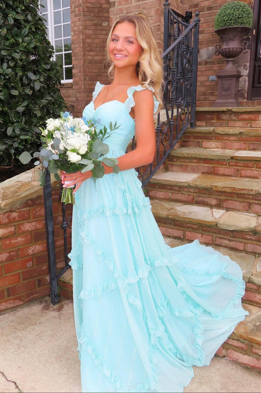 Tulle A-Line Sweetheart Sleeveless Long Party Prom Dress