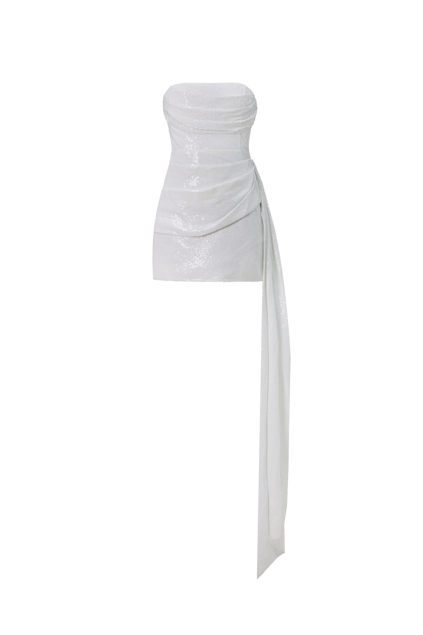 Vali Strapless pleated ribbon mini skirt