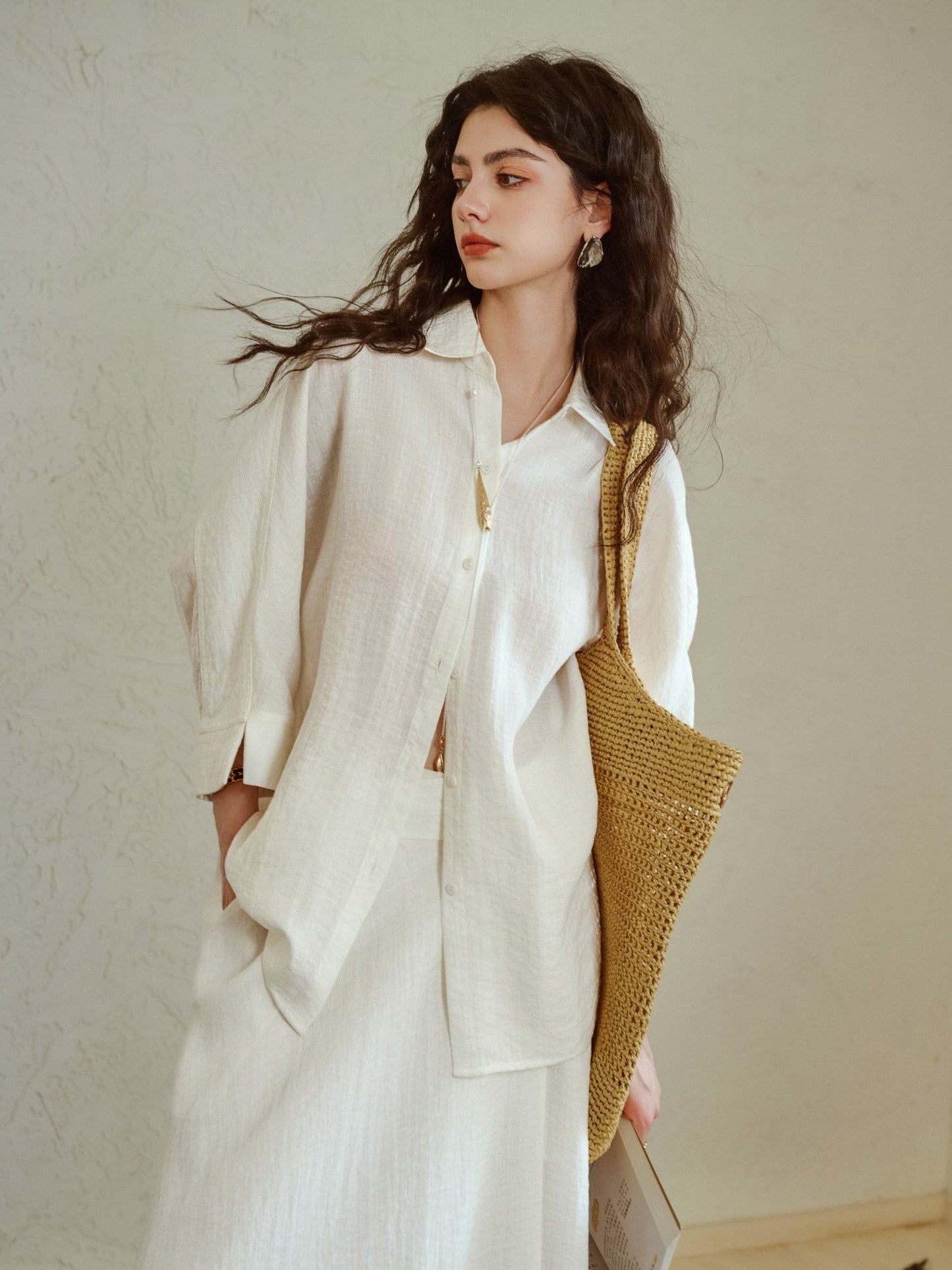 Linen Shirt and Skirt Set - Elegant and Versatile