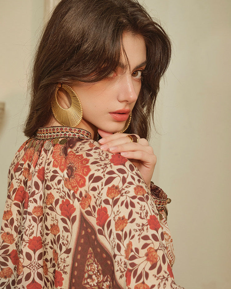 Linen Blend 2-Piece Set - Paisley Shirt and Pants