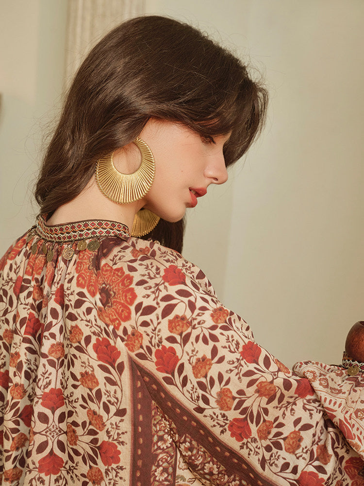 Linen Blend 2-Piece Set - Paisley Shirt and Pants