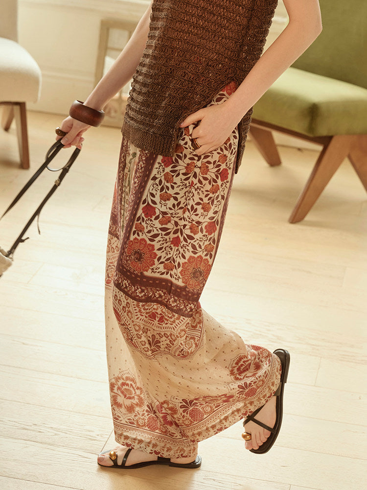 Linen Blend 2-Piece Set - Paisley Shirt and Pants