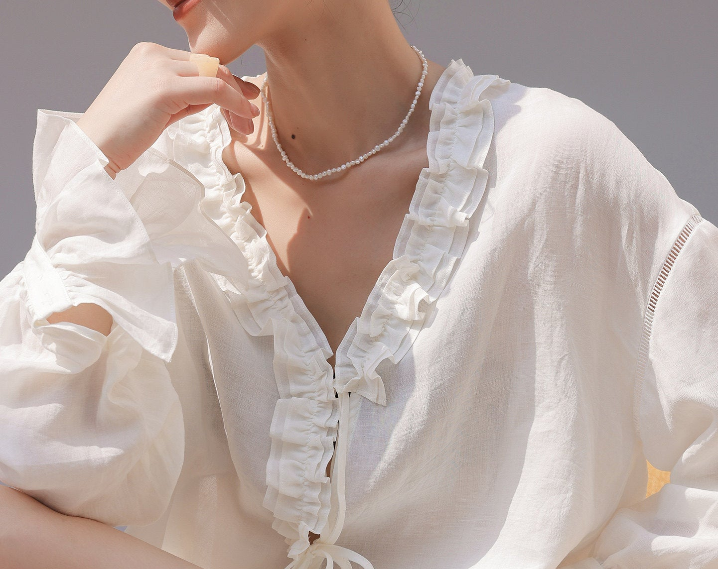 Tencel 2-Piece Set - Long Sleeve Shirt and Shorts