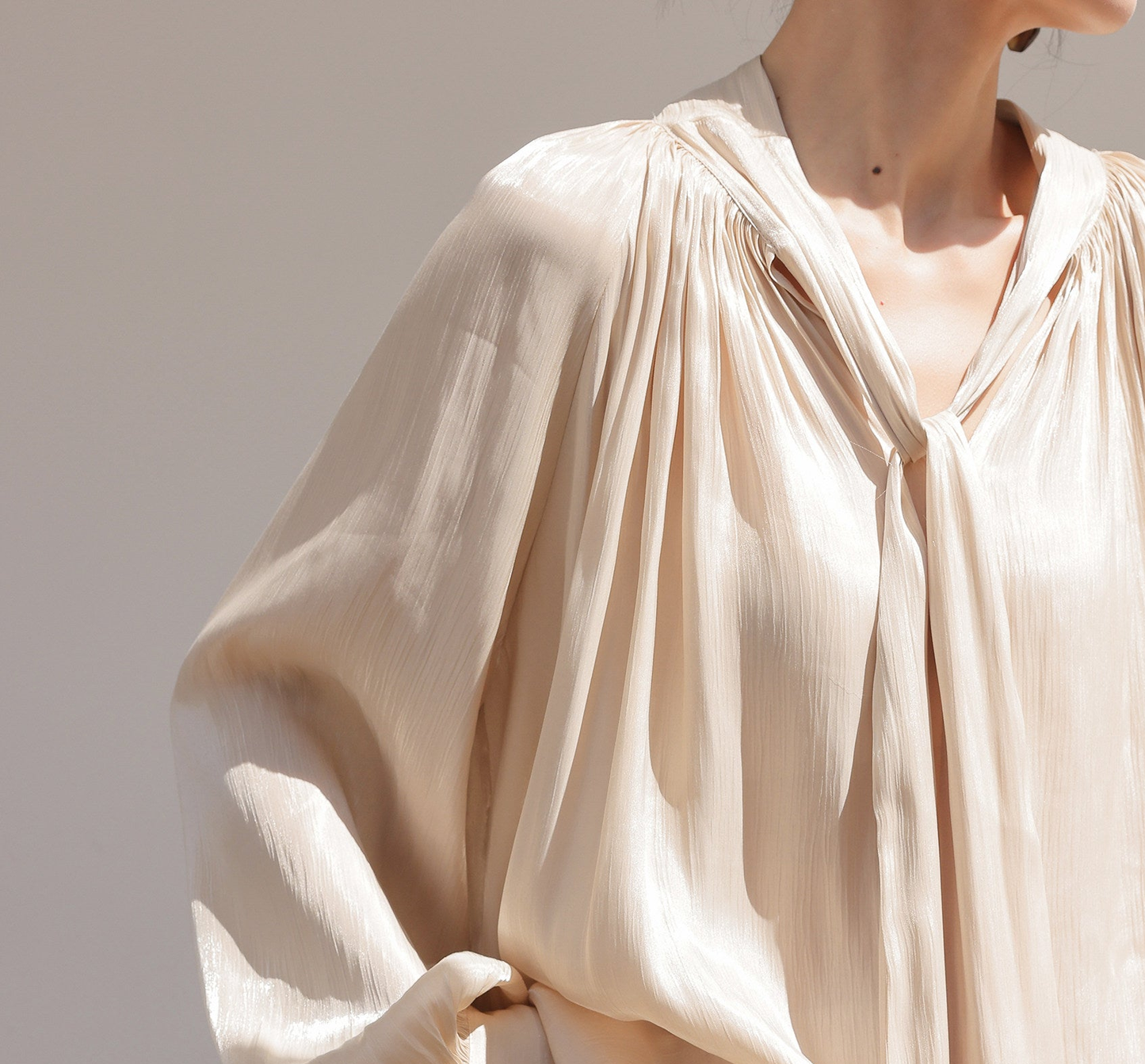 Champagne Viscose Set - Ruffled Top and Skirt