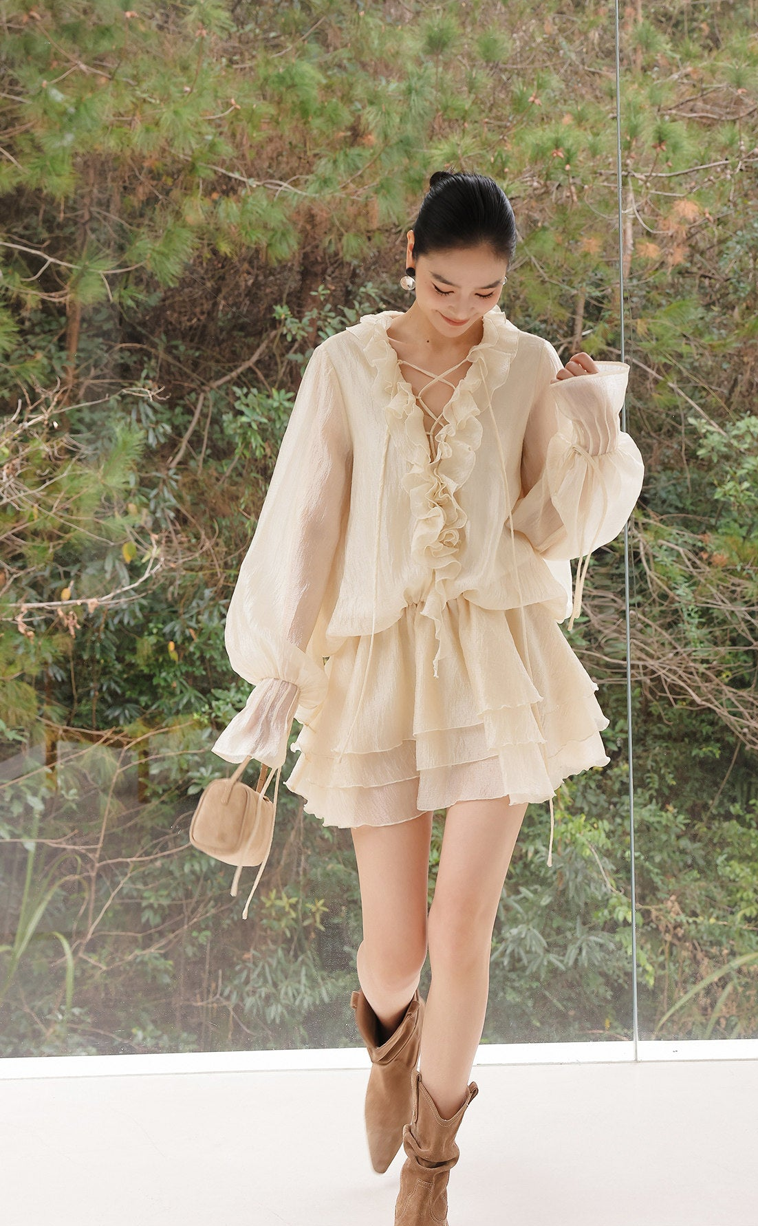Chiffon Dress with Ruffle Detail