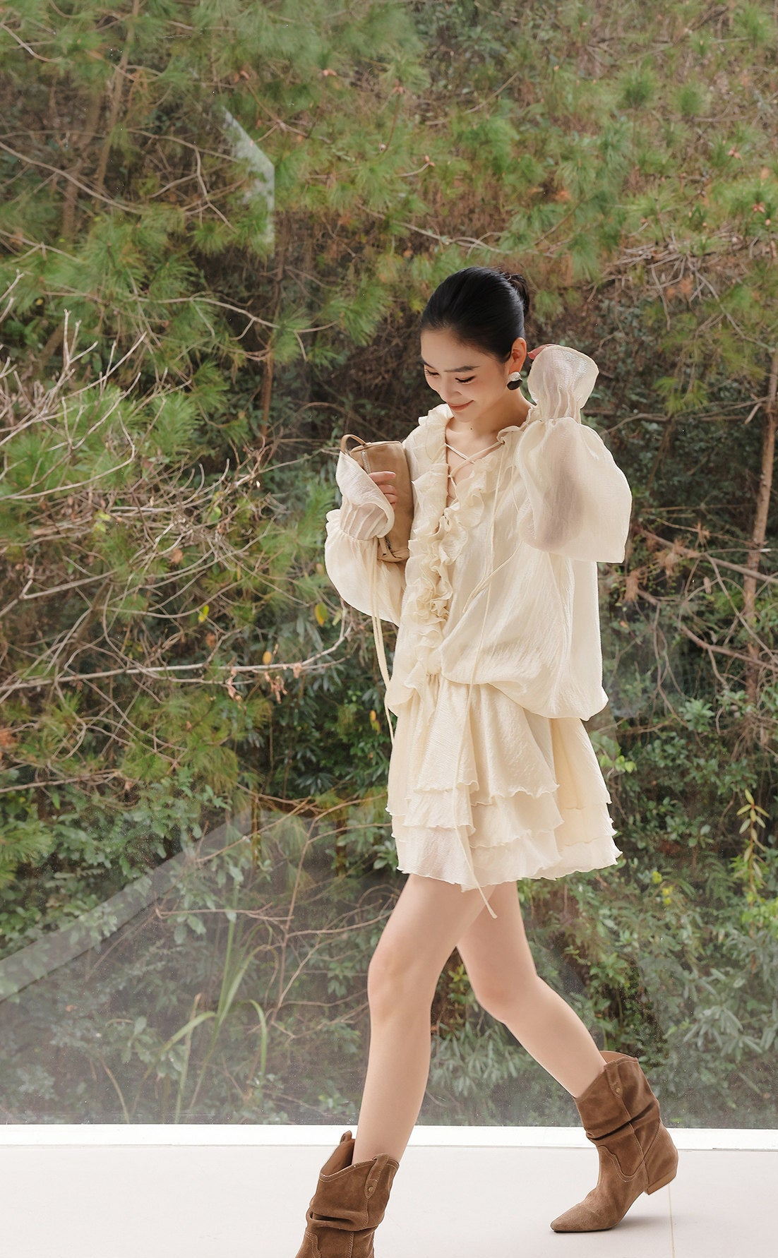 Chiffon Dress with Ruffle Detail