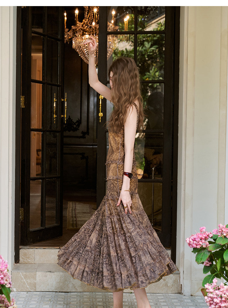 Copper Dress - Asymmetrical Spaghetti Strap