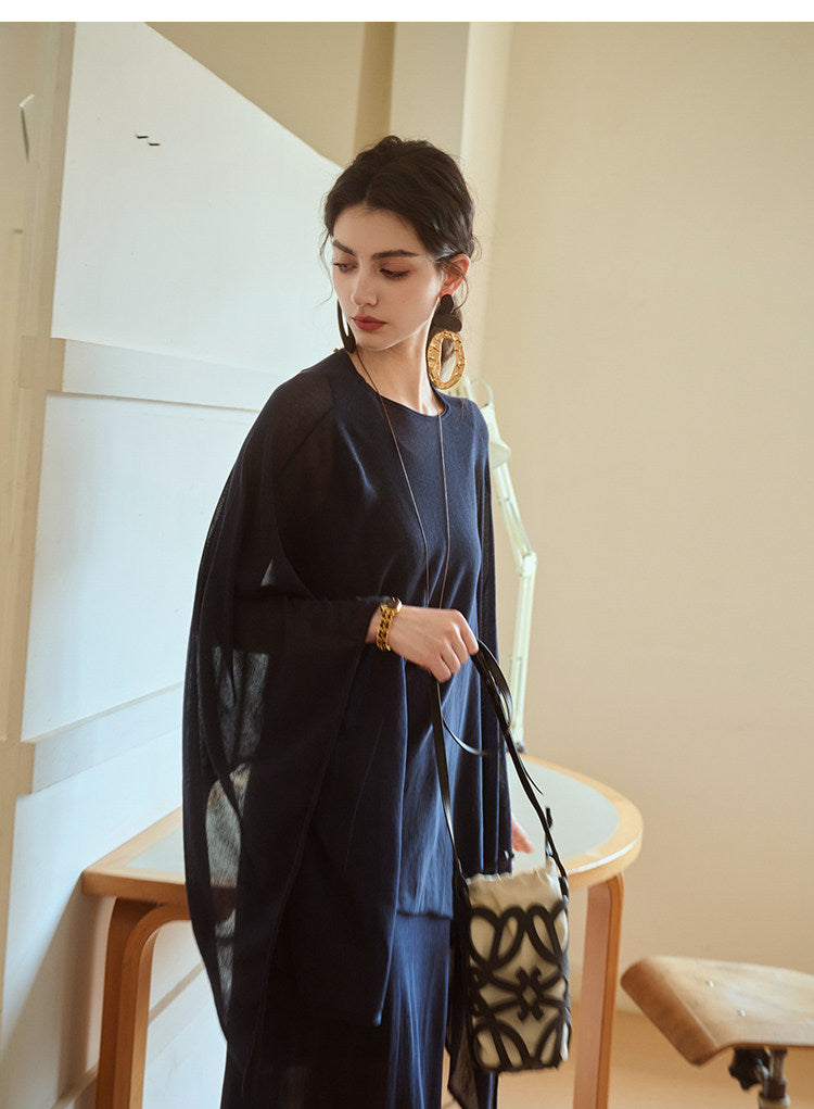 Acetate 2-Piece Set - Lightweight Coat and Dress