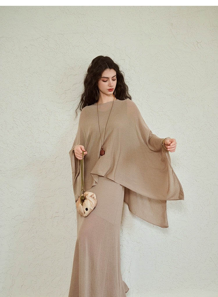 Acetate 2-Piece Set - Lightweight Coat and Dress