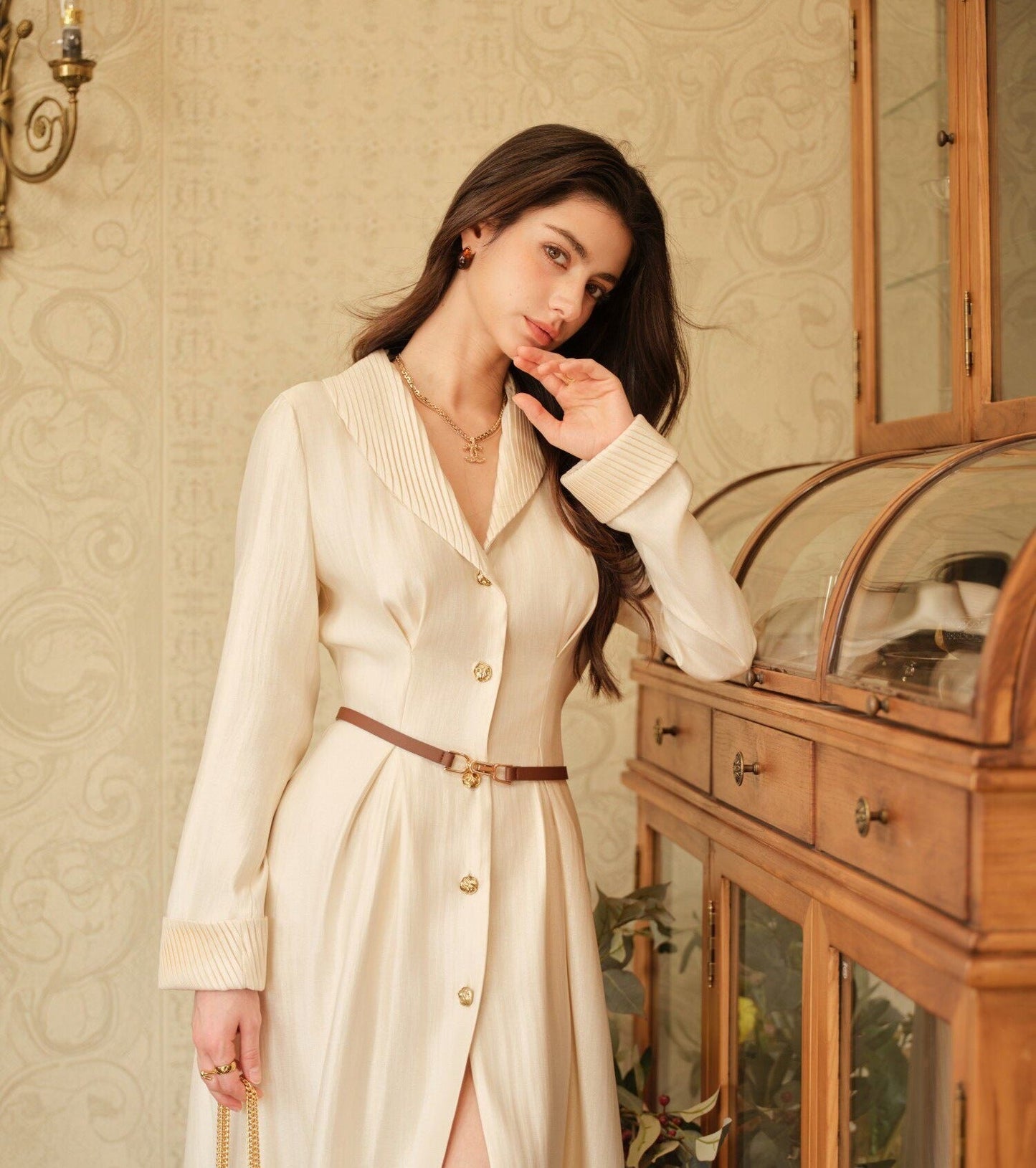 Cotton Shirt Dress with Pleated Design