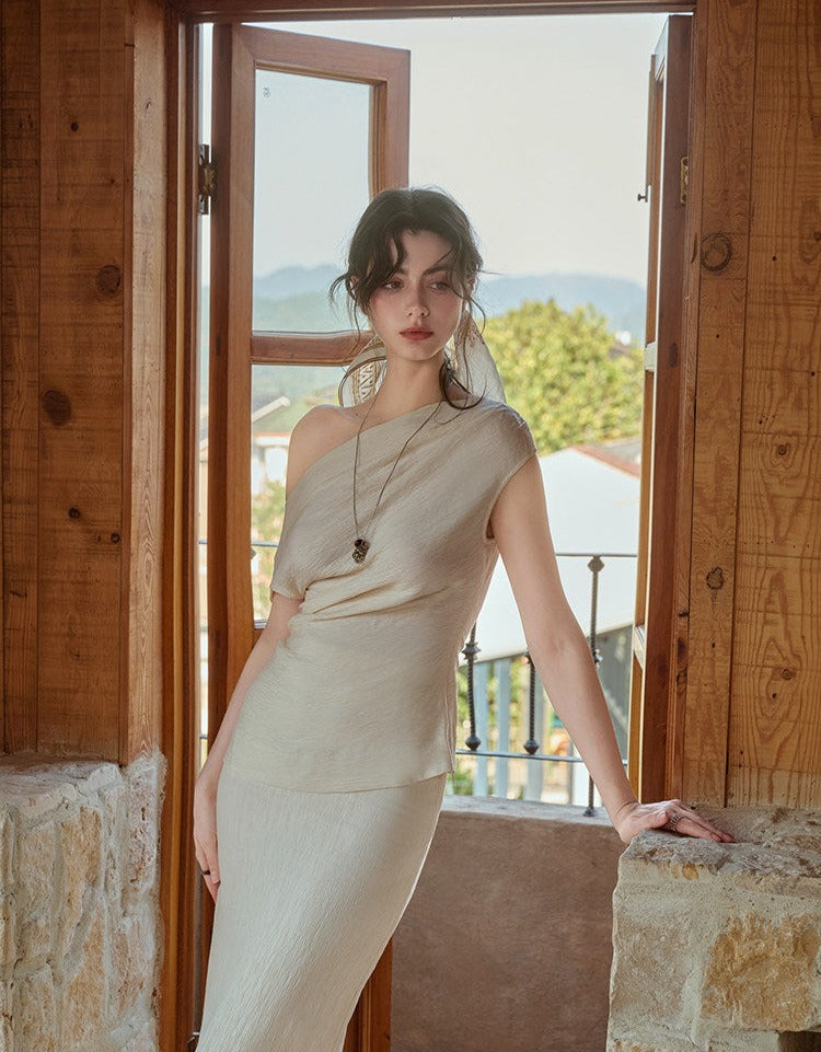 Textured Viscose Skirt Set - Elegant Design