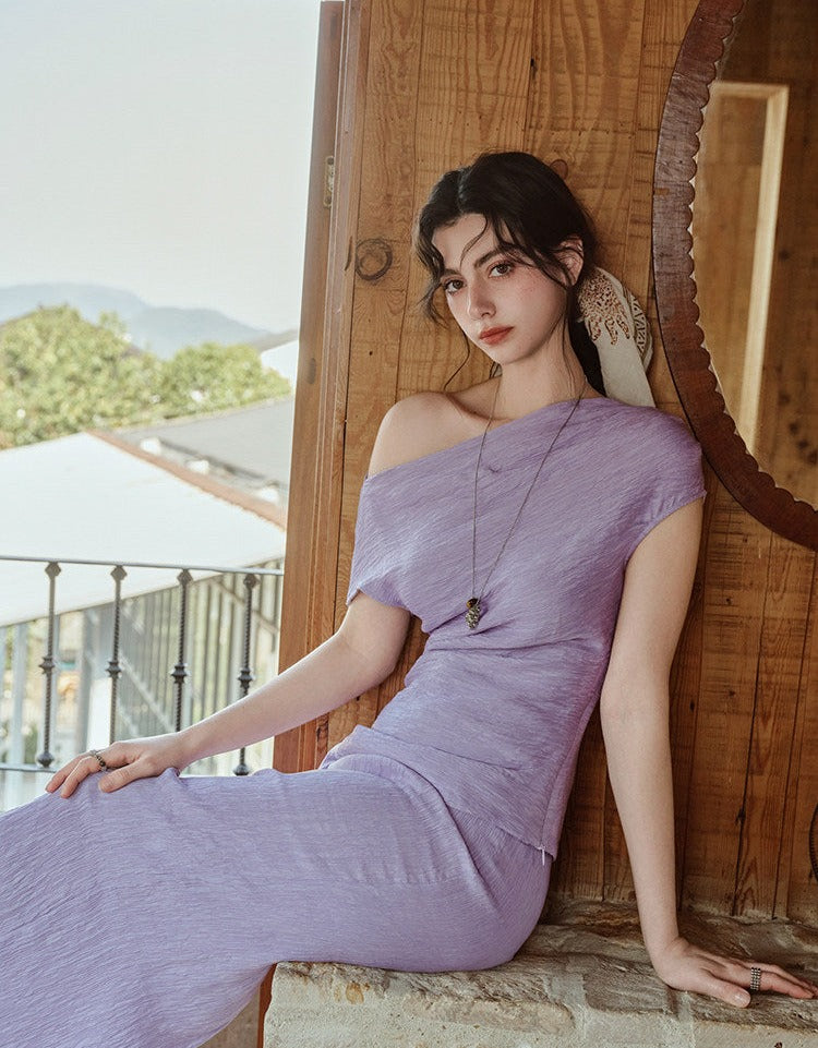 Textured Viscose Skirt Set - Elegant Design