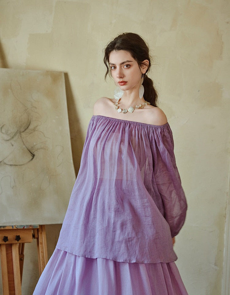 Linen 2-Piece Set - Top and Skirt