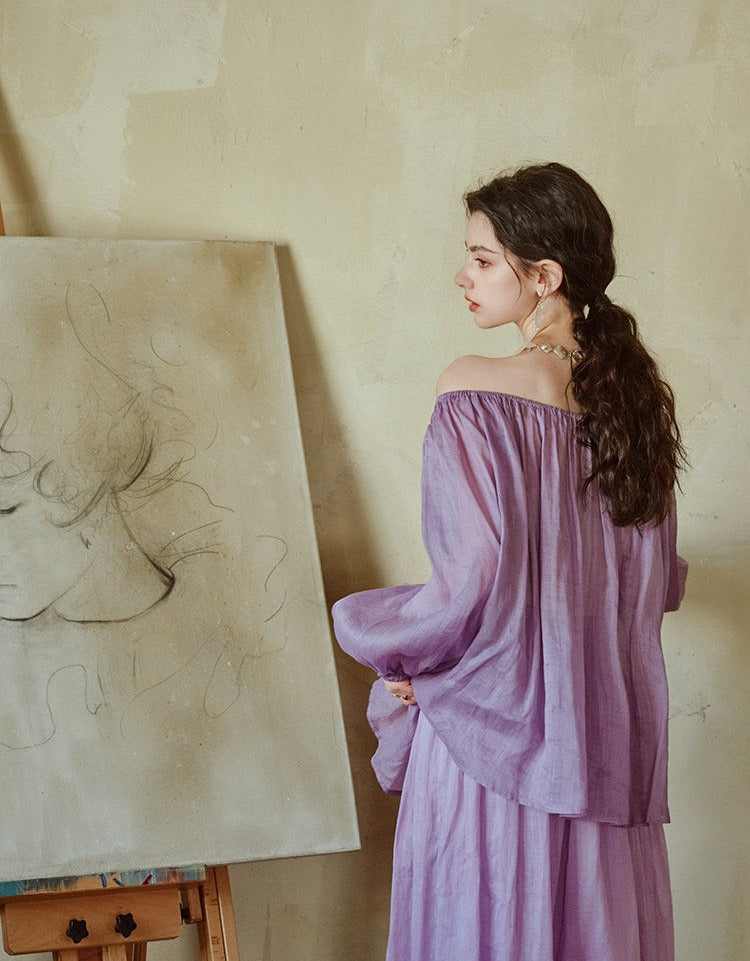 Linen 2-Piece Set - Top and Skirt
