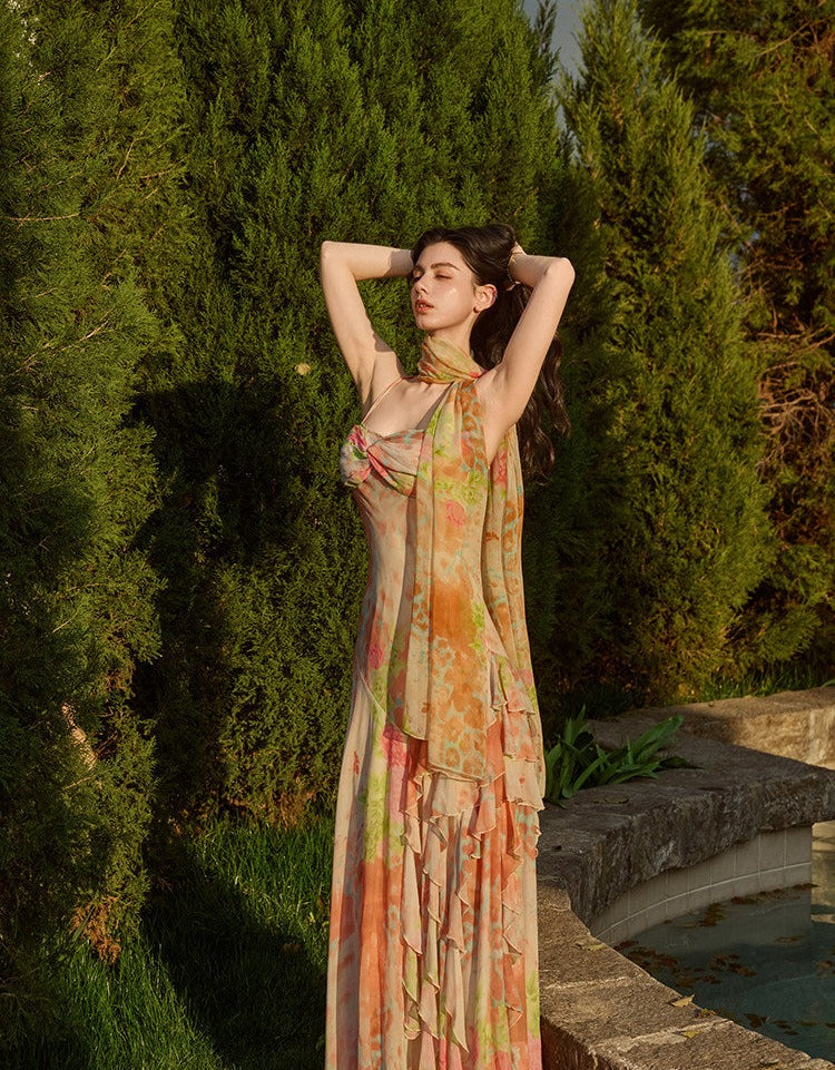 Pollock Print Viscose Dress - Adjustable Straps