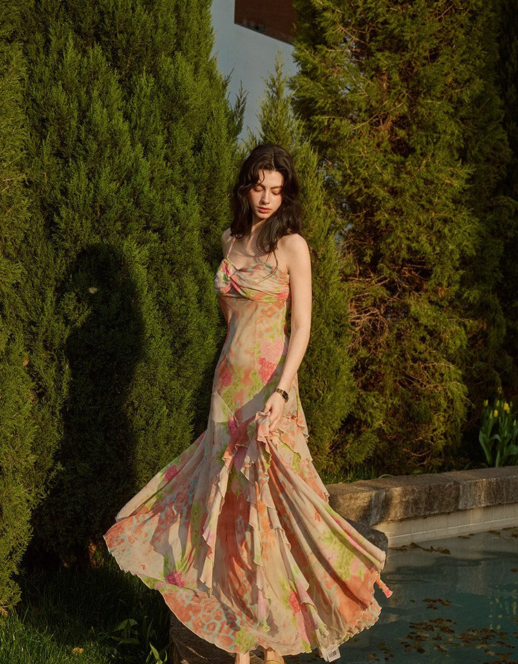 Pollock Print Viscose Dress - Adjustable Straps