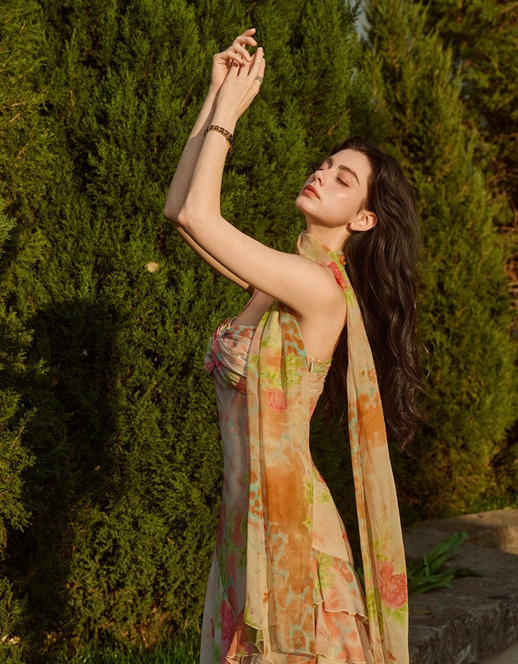 Pollock Print Viscose Dress - Adjustable Straps