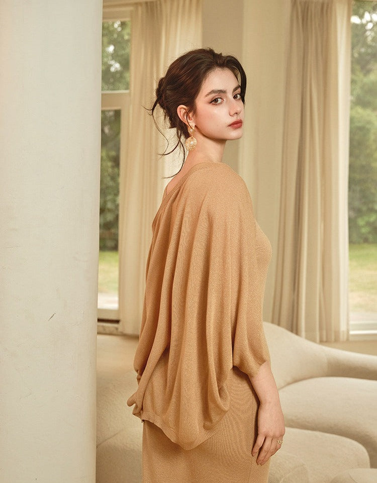Viscose Camisole and Cardigan Set - Lightweight Knit