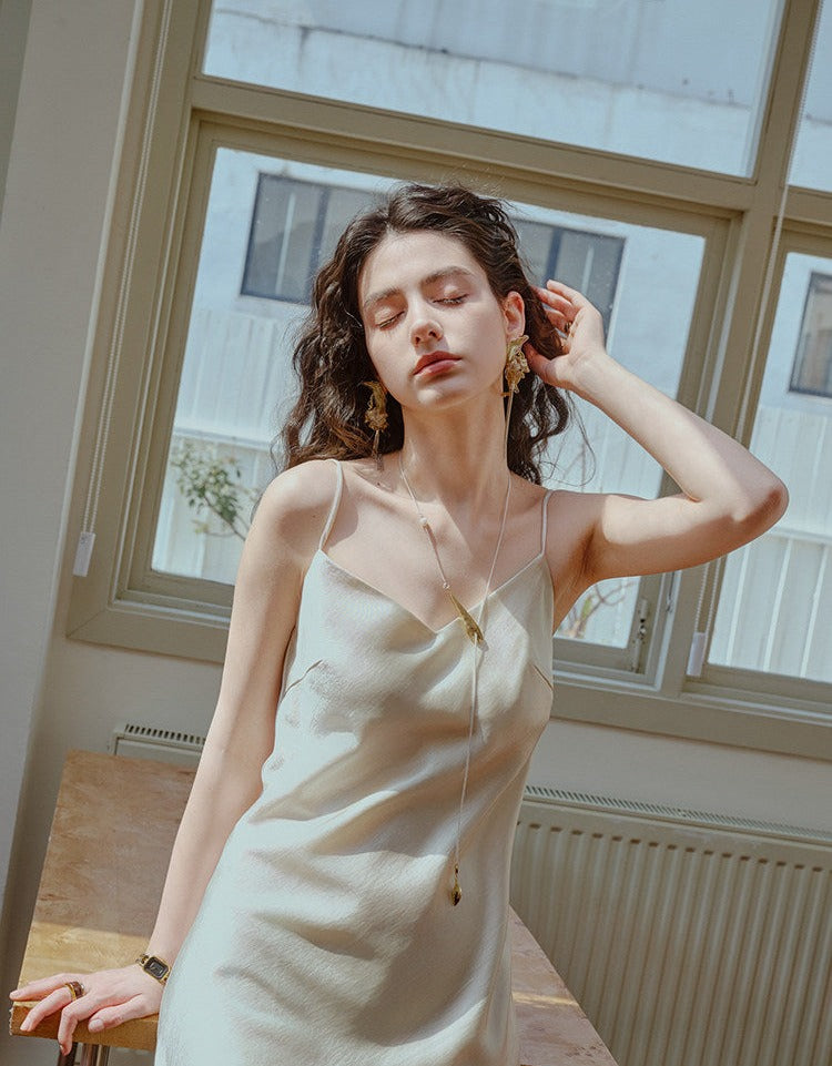 Acetate Slip Dress and Shawl Top Set - Elegant Style