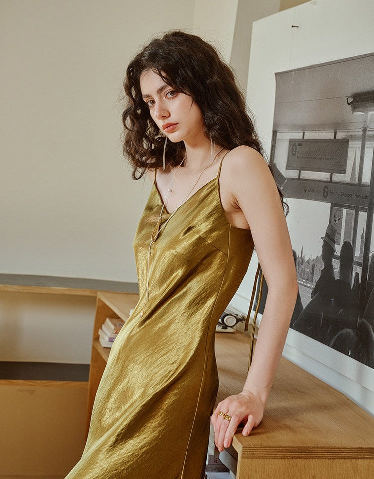 Acetate Slip Dress and Shawl Top Set - Elegant Style