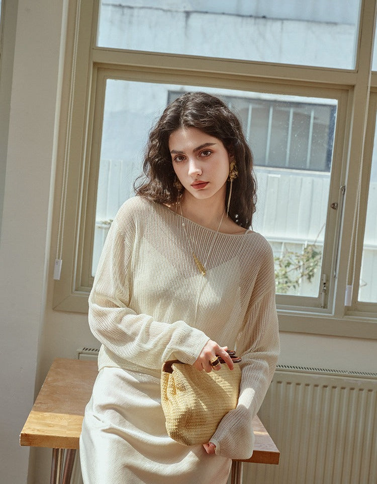 Acetate Slip Dress and Shawl Top Set - Elegant Style