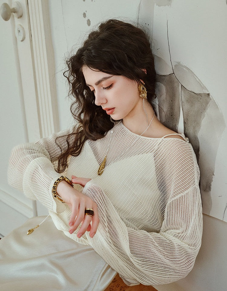 Acetate Slip Dress and Shawl Top Set - Elegant Style