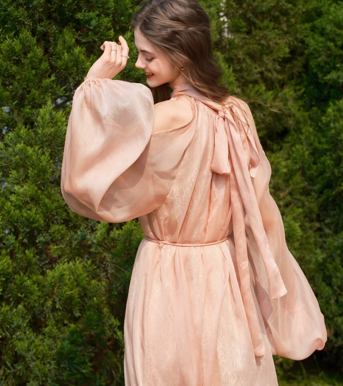 Chiffon Off-Shoulder Dress with Lace Detail