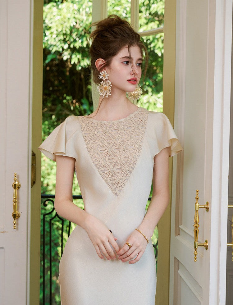 Hannelore Jade Jacquard Embroidered Dress