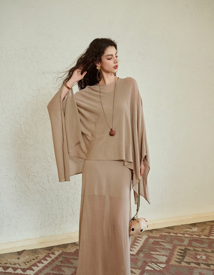 Acetate 2-Piece Set - Lightweight Coat and Dress