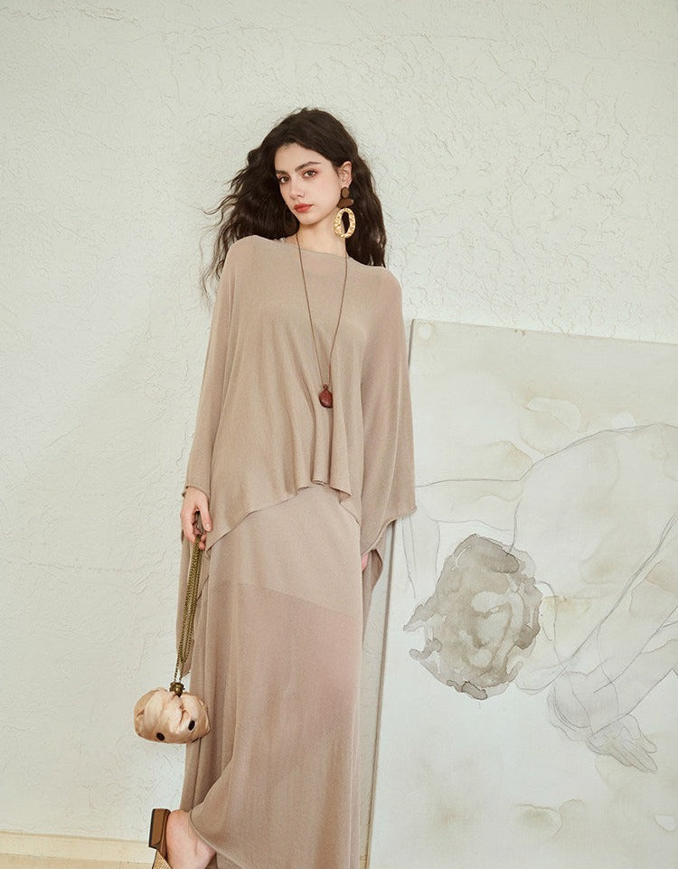 Acetate 2-Piece Set - Lightweight Coat and Dress