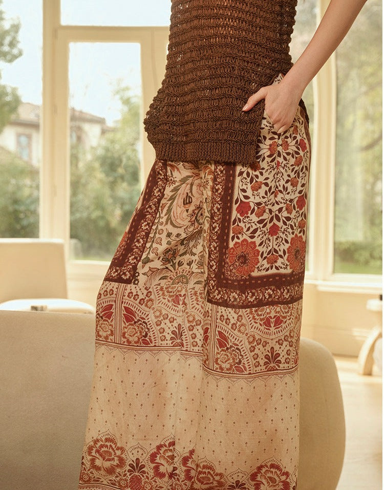 Linen Blend 2-Piece Set - Paisley Shirt and Pants