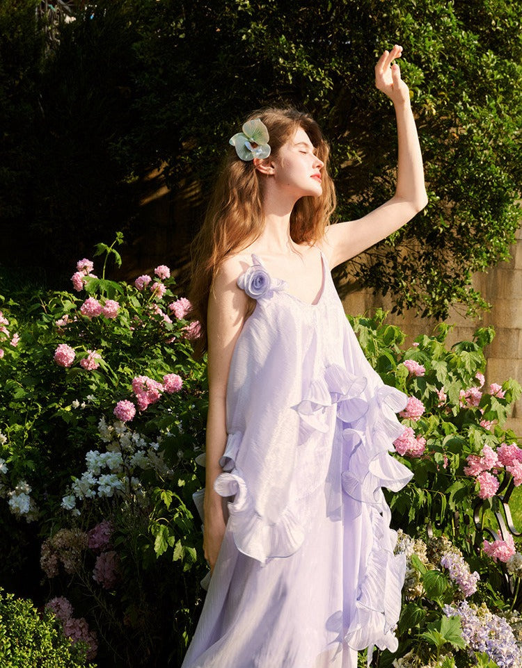 Chiffon Dress with Floral Design