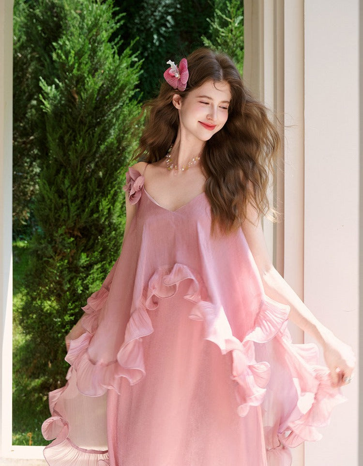 Chiffon Dress with Floral Design