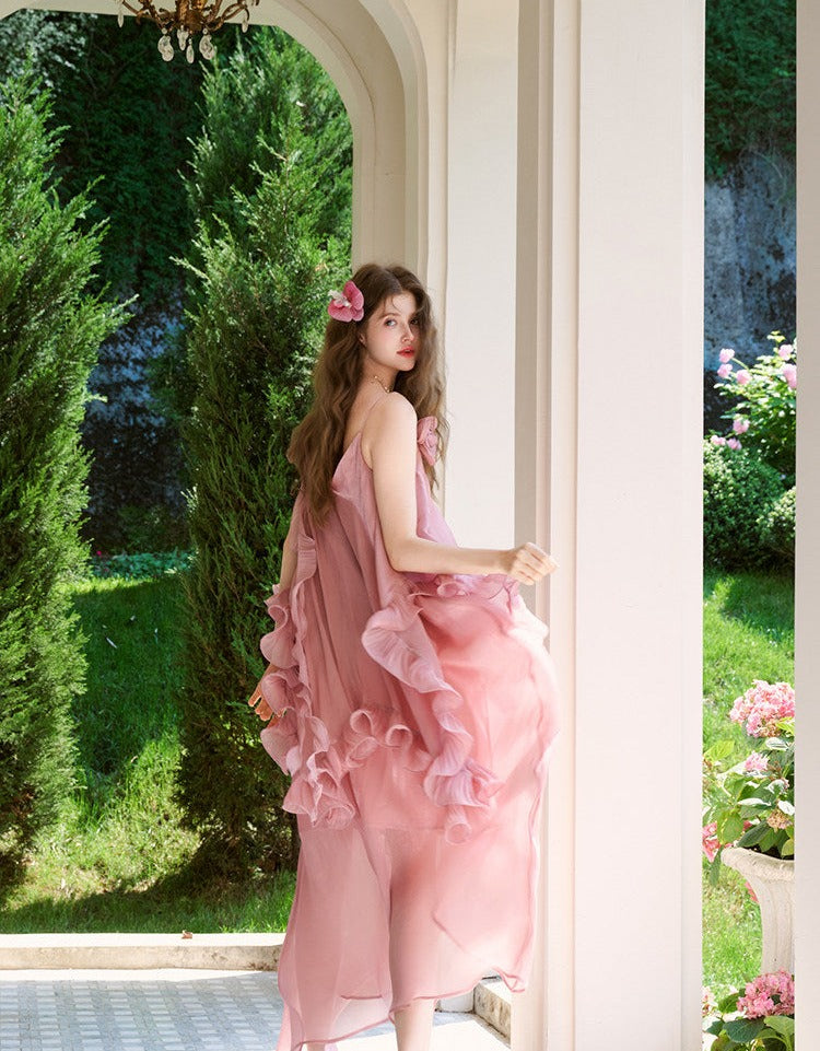 Chiffon Dress with Floral Design
