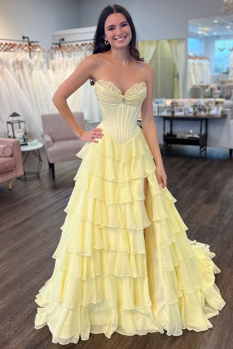 Sweetheart Strapless A-Line Empire Tiered Party Prom Dress