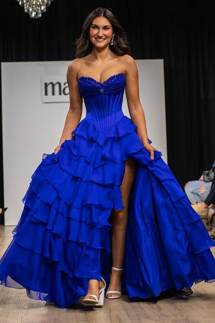 Sweetheart Strapless A-Line Empire Tiered Party Prom Dress