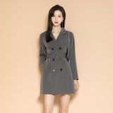 Waist Slim Collar Long Sleeve Dress