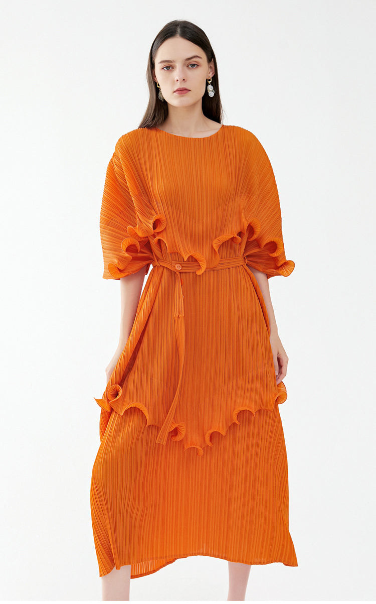 Ruffled French temperament waist Dress
