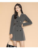 Waist Slim Collar Long Sleeve Dress