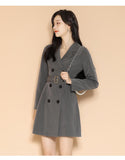 Waist Slim Collar Long Sleeve Dress