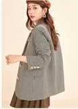 Houndstooth Blazer Women Chain Top